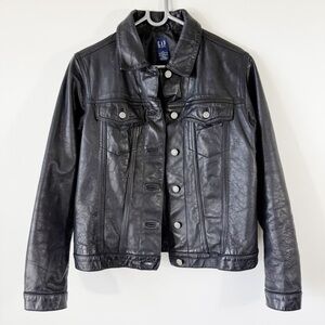 Vintage Y2K Gap Genuine Leather Jacket Black Size M